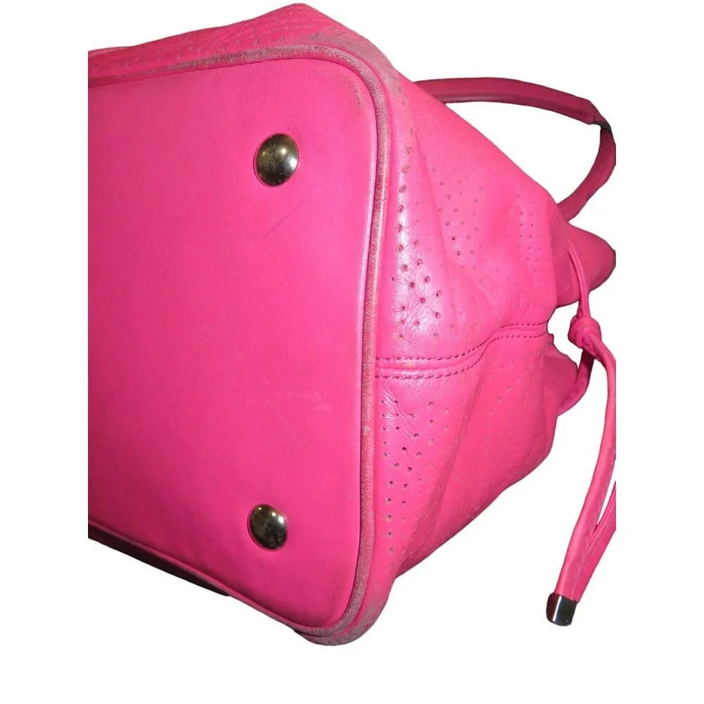 Coach Pink Sis Signature C Perforated Leather F21938 Double Handle Carryall Tote
